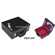 fashional PVC leather professional makeup case with lights hot sales